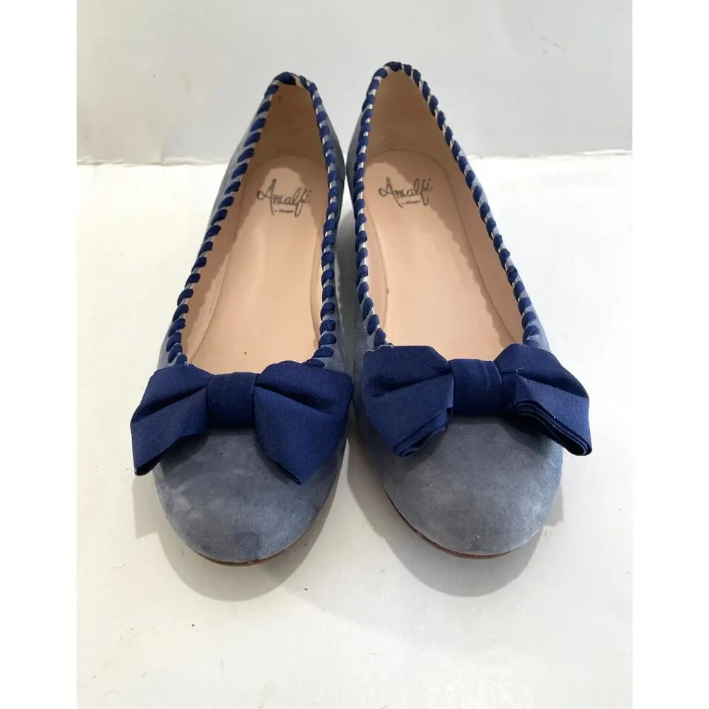 Amalfi by Rangoni ballet flats comfort loafers blue suede bow casual women 9.5